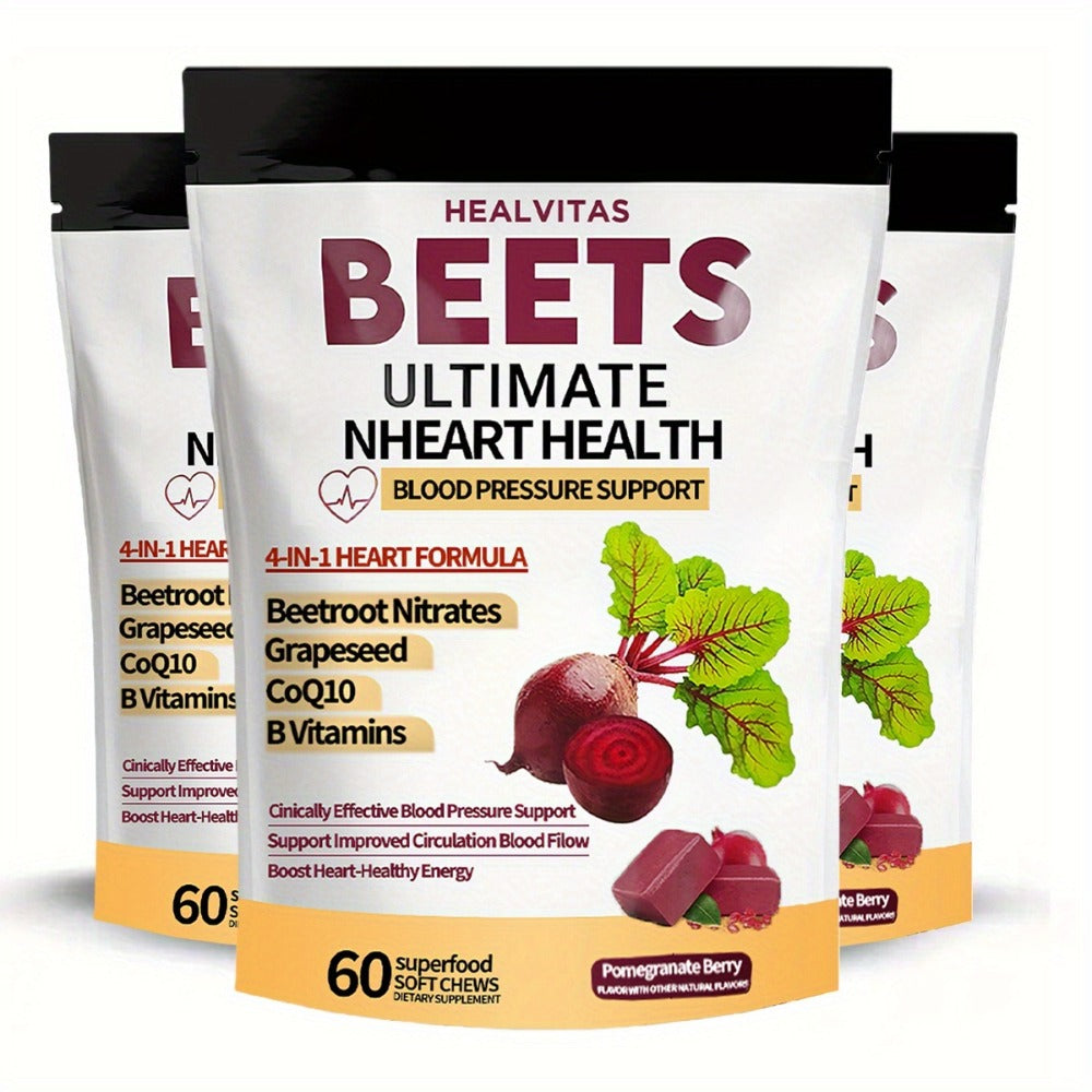 Super Beet Chewable Gummies with CoQ10 Grape Seed Extract & B Vitamins for Bath Time, Home Spa and Personal Care — image 1