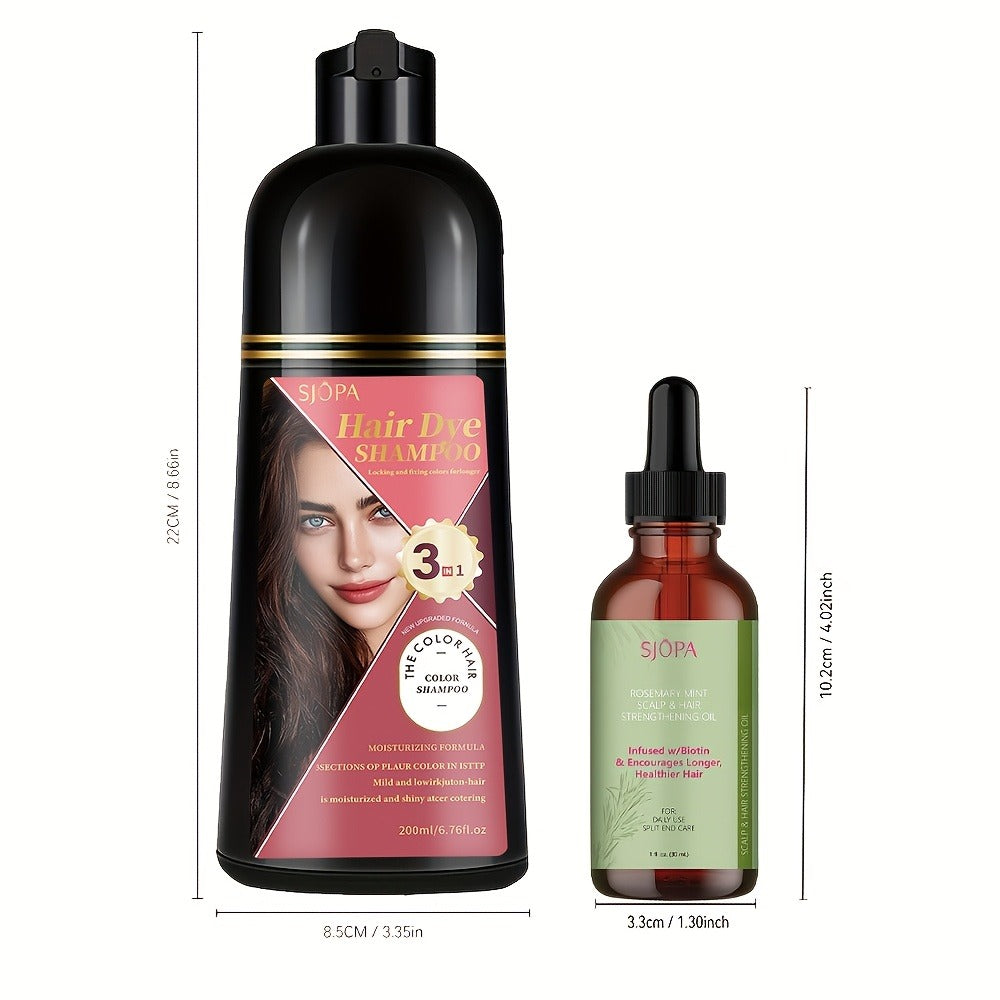 Hair Color Shampoo, SJOPA 3-in-1 Bottle-and-Dropper Set with 10 Rose, Brown, Purple and Black Color Options — image 6