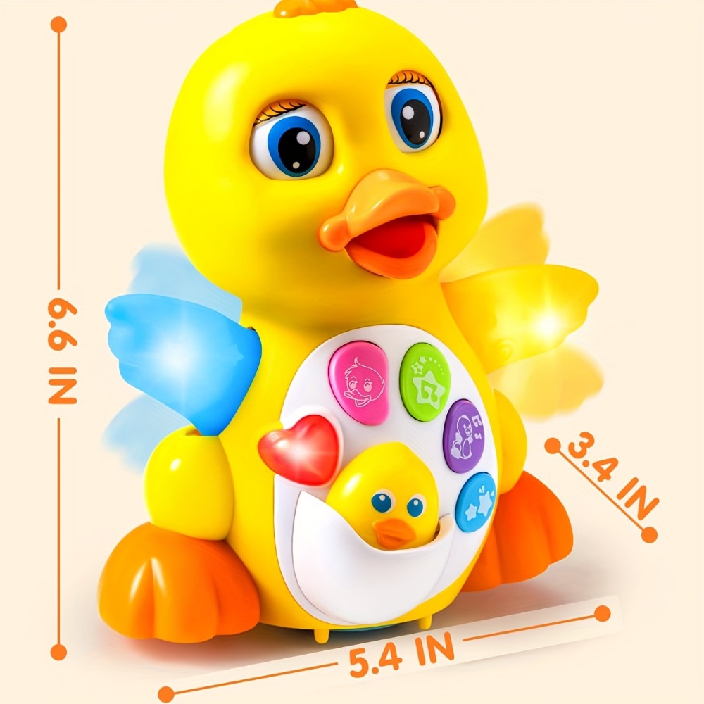Musical Walking Duck Toy with Five Front Buttons, Flashing Wings and Rotating Wheel Base Pictured — image 2
