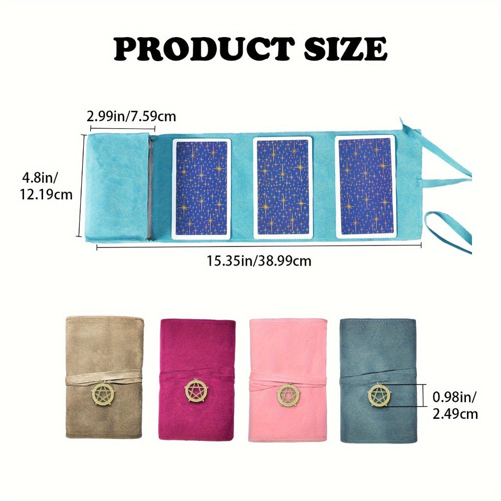 Tarot Card Bag Velvet Pouch with Retro Pendant – 5pcs Lightweight Tarot Storage Holder Set, Mystical Drawstring Bags for Taro