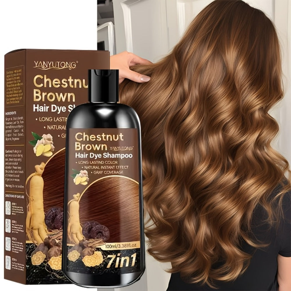 Hair Color Shampoo, YANYUTONG 7-in-1 100ml Bottle with Brown, Chestnut Brown or Black Options — image 9