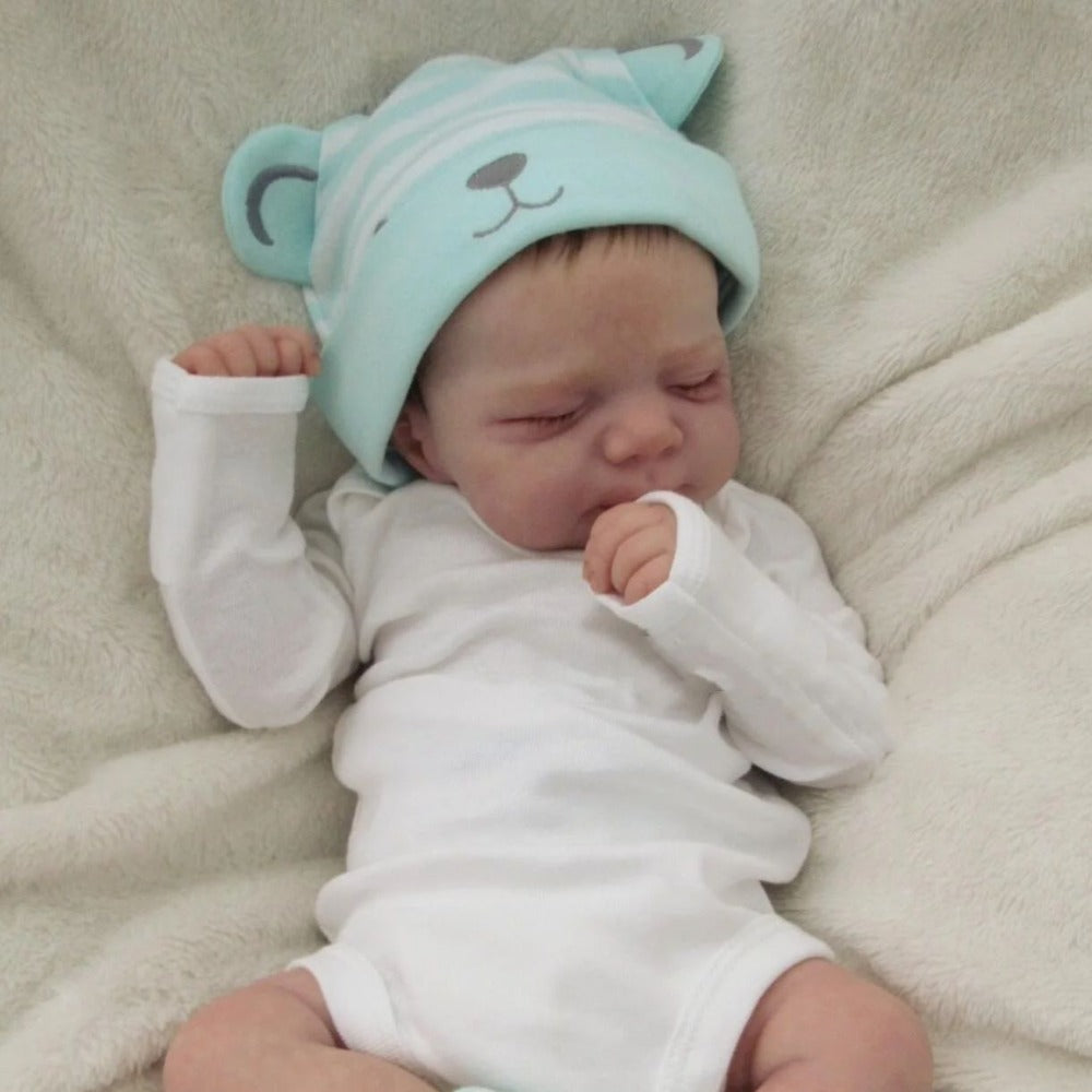 Reborn Baby Doll 19-Inch Full Vinyl Sleeping Design with Painted Hair, Closed Eyes, Mint Outfit and Accessories — image 3