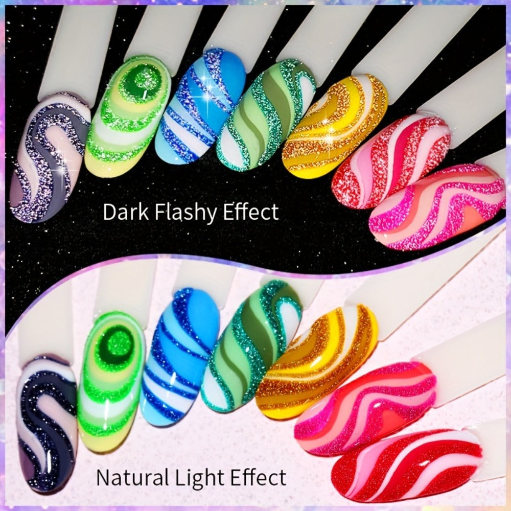 Gel Nail Polish Nine-Piece Reflective Glitter Line Set, 5ml Each for Stripes and Graffiti Nail Art — image 15