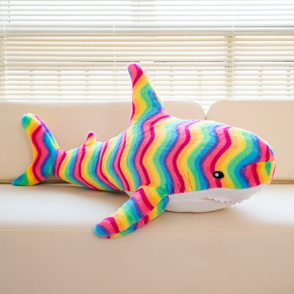 Plush Toy Jumbo Shark Pillow 24-Inch in Blue, Grey, Blue-Pink or Rainbow Colorways and Ocean Decor — image 8