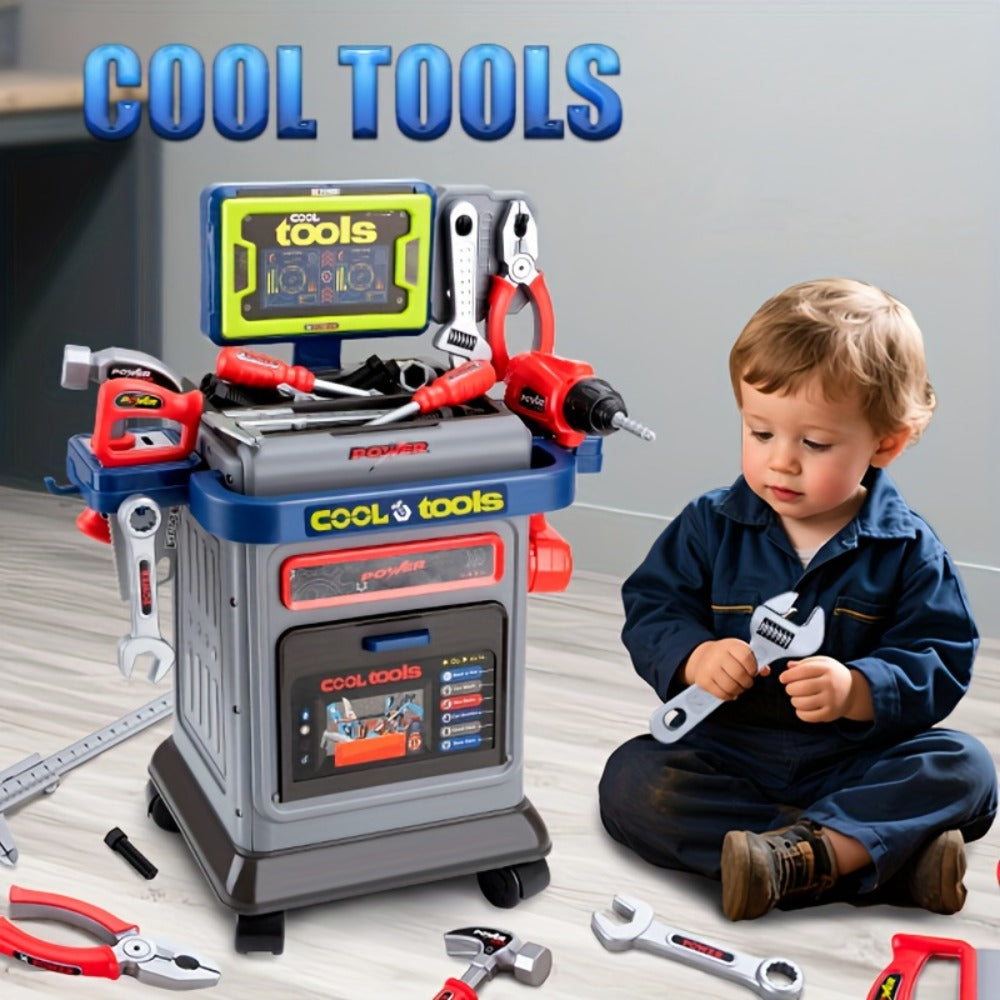 Kids Tool Kit 41pcs with Folding Workbench & Electric Drill Toy, STEM Engineering Playset with Storage — image 2