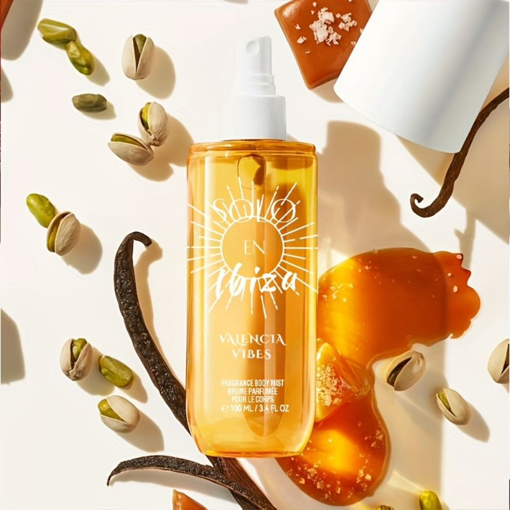 Body Hair Fragrance Mist Gift Set 2-Piece SOLO EN IBIZA Perfume Mist Body Cream Vanilla Fruit for Bath Time, Home Spa and Per