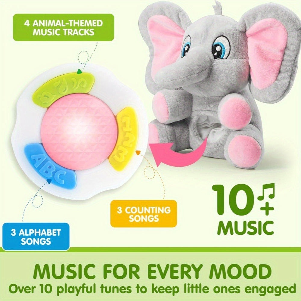 Plush Musical Elephant Baby Toy with Music & Lights, Stuffed Animal Sensory Toy for Infants 6+ Months — image 5