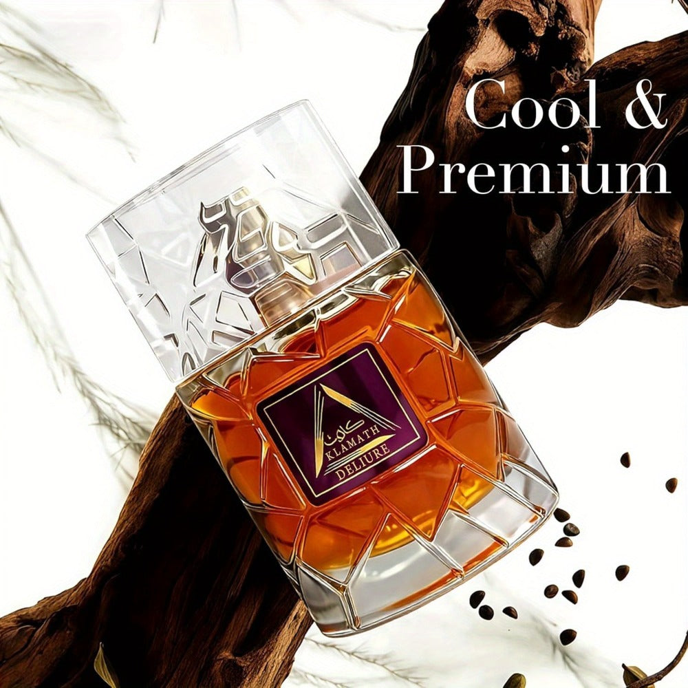 Men's Eau de Toilette Spicy Cologne Vanilla Amber Cinnamon Bergamot Tonka Bean Day to Night Fragrance Klamath Deliur Brown Ed
