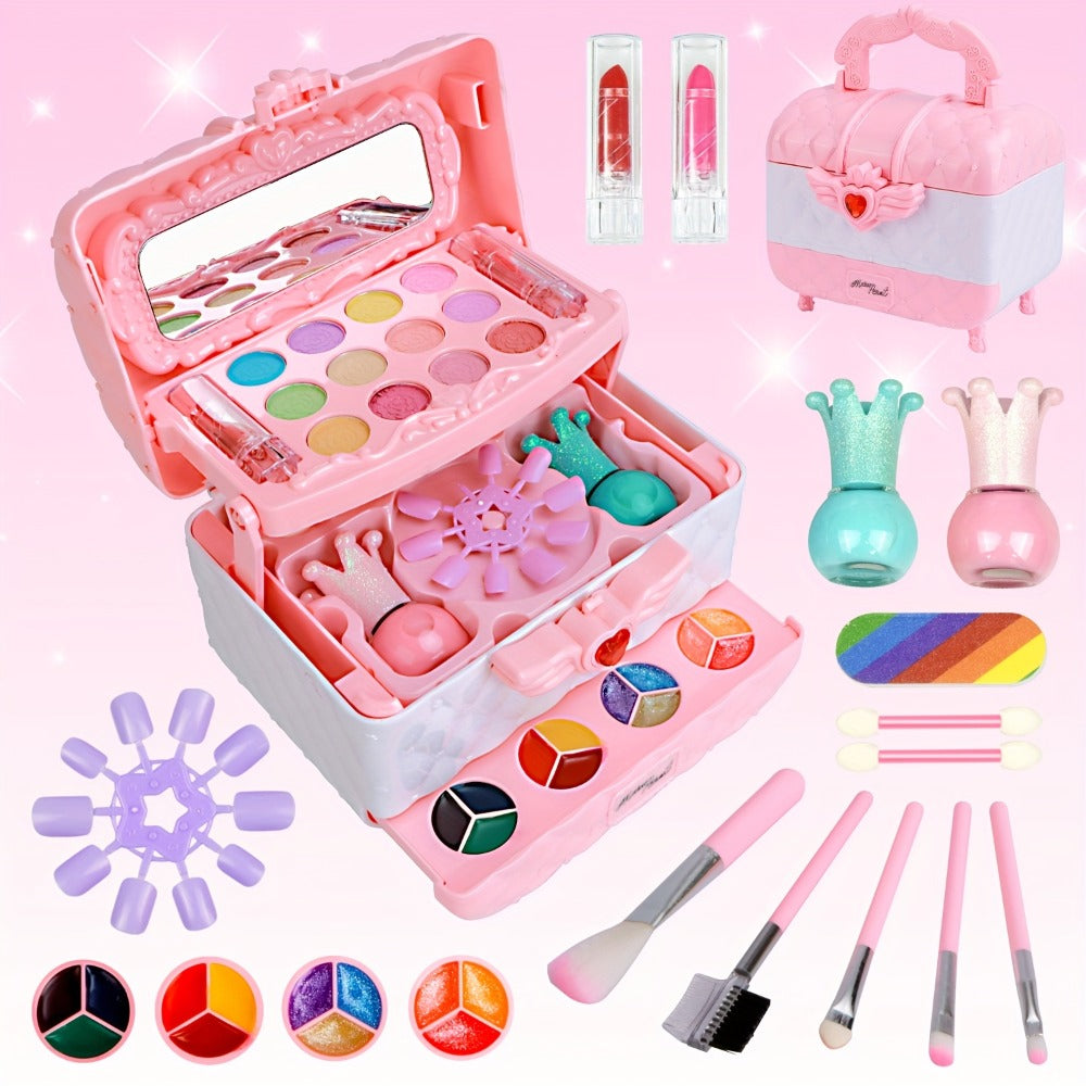 Kids Makeup Kit for Girls Ages 5-12, 48PCS Princess Pretend Play Cosmetics Set, Eyeshadow, Blush — image 3