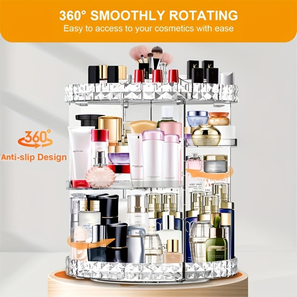 Rotating 360 Makeup Organizer Spinning Cosmetic Storage Display Rack 7 Adjustable Layers Large Capacity Skincare Holder for V