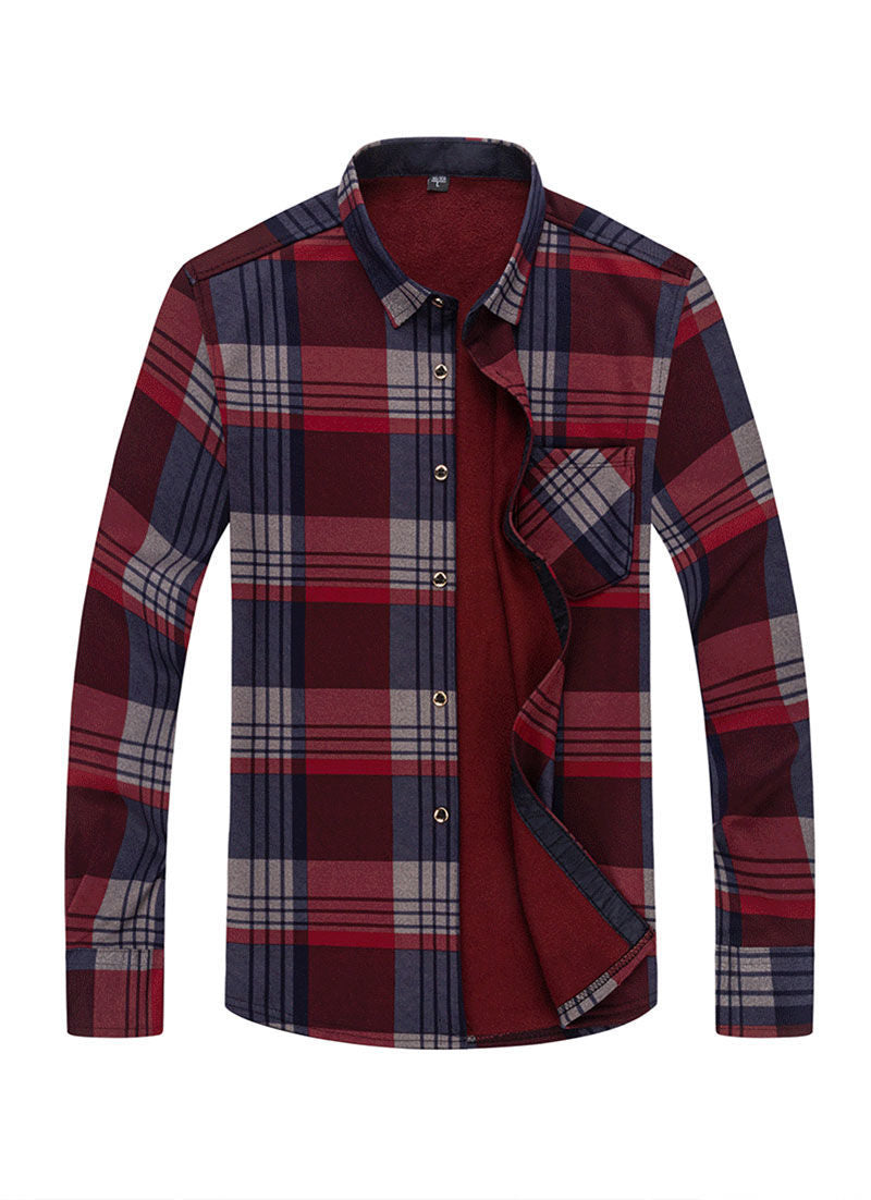 Men's Plus Velvet Padded Warm Shirt Long Sleeves