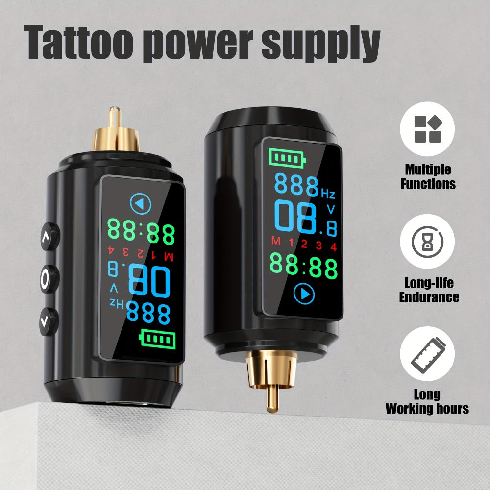 P7 1600mAh Cordless Tattoo Power Supply with Color Screen, Four Memory Modes and RCA Connector — image 2