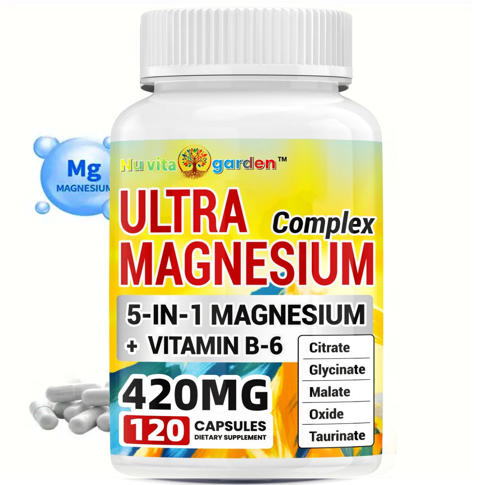Magnesium Complex 420mg Capsules 120 Count with Vitamin B6 for Bath Time, Home Spa and Personal Care — image 6
