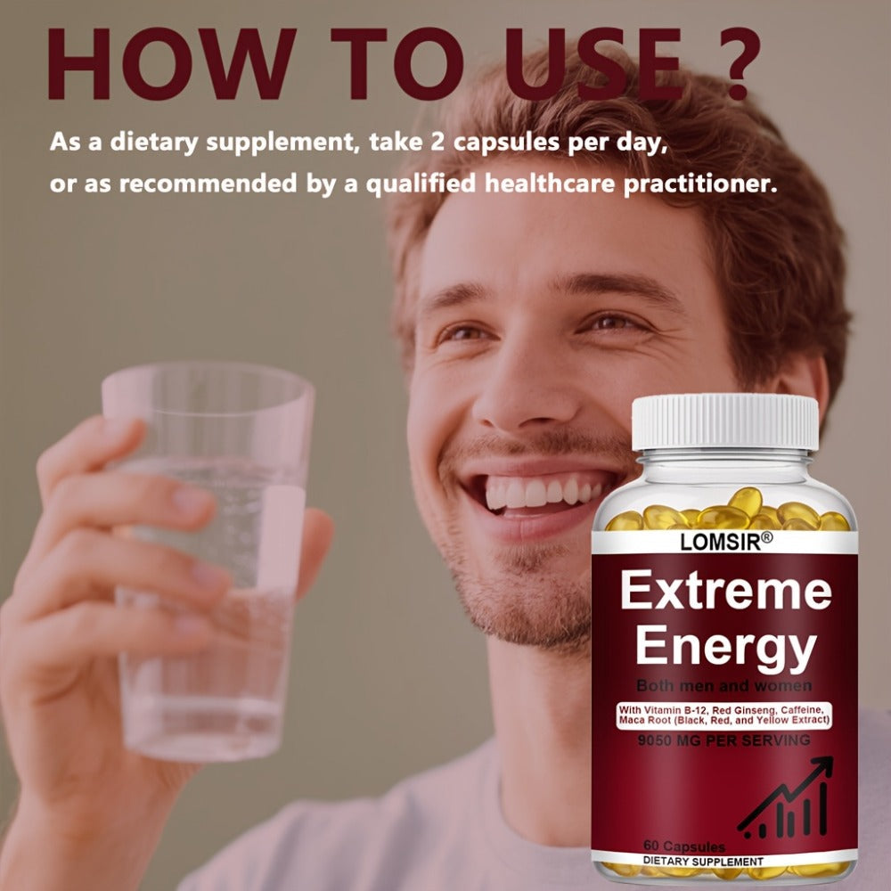 Red Ginseng Energy Capsules 9050mg with Maca & Saw Palmetto, Everyday Vitality & Stamina Supplement for Men & Women — image 5