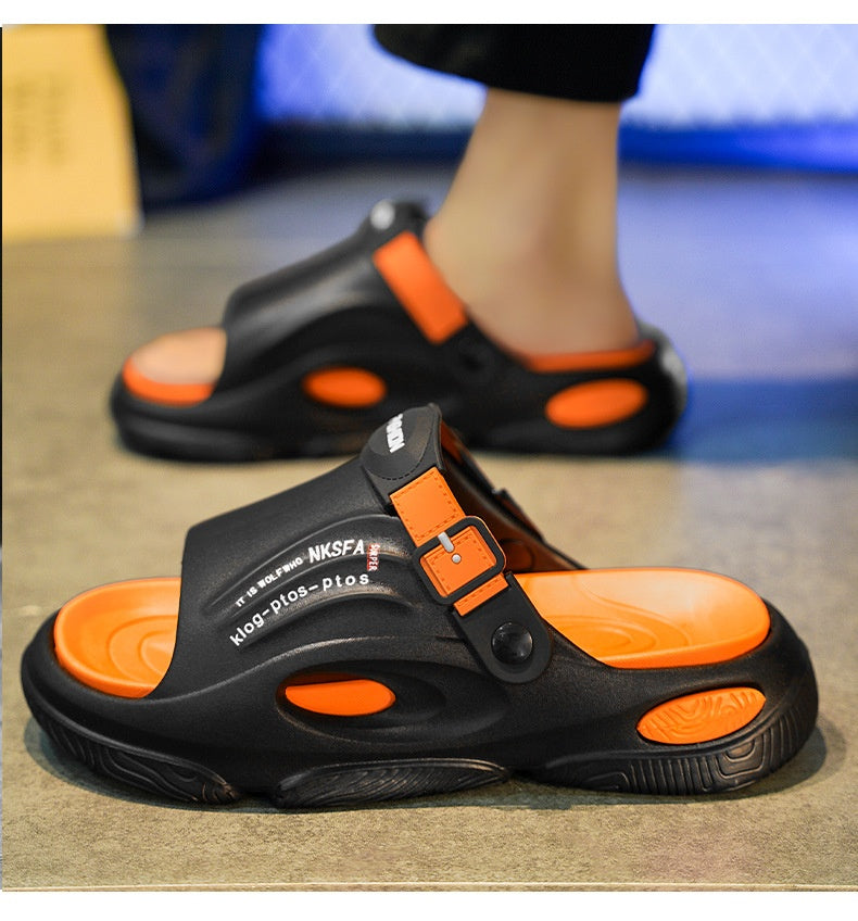 Mens Summer Outdoor Slippers With A Non-slip Step-on-poop Feel
