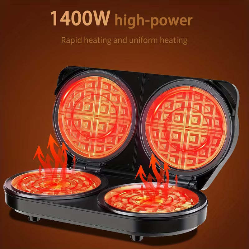 6-Inch 1400W Double Belgian Waffle Maker with Nonstick Plates