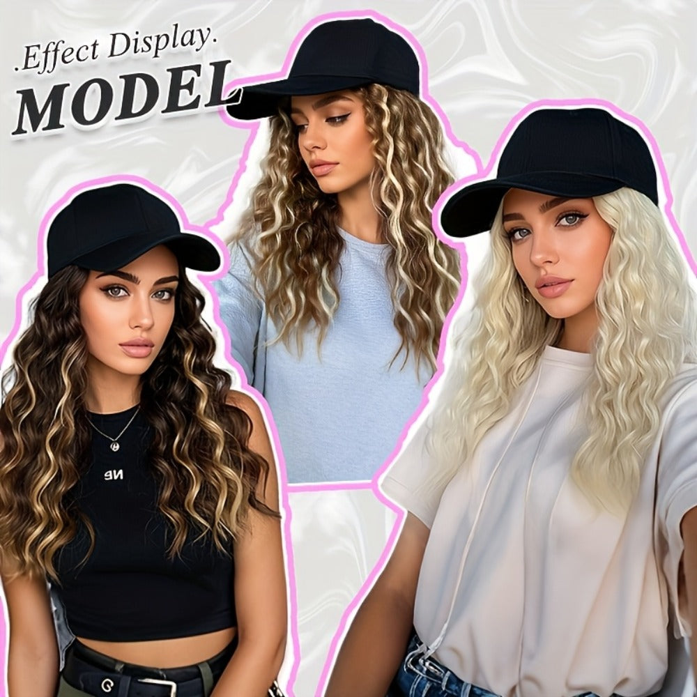 Synthetic Wig 18-Inch Curly-Wavy Baseball Cap Style in Three Highlighted Color Codes for Daily Wear — image 10