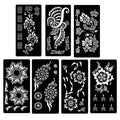 Seven-Piece Floral Tattoo Stencil Set with Paisley and Henna-Style Designs in SM031 or SM032 — image 1