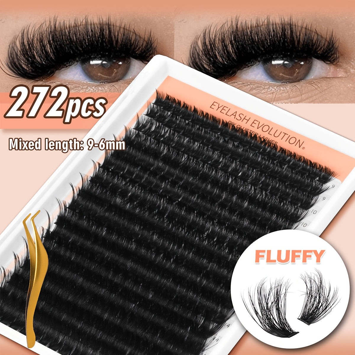D-Curl Lash Extensions Tray with 272 Pre-Grouped 100D Thick Clusters in Mixed 8-16mm Lengths — image 13