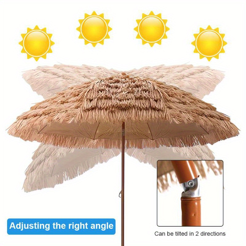 Patio Umbrella 7.5FT Thatch-Style Tiki Design with Steel Pole, Iron Frame, Push Tilt and One-Piece Option — image 18