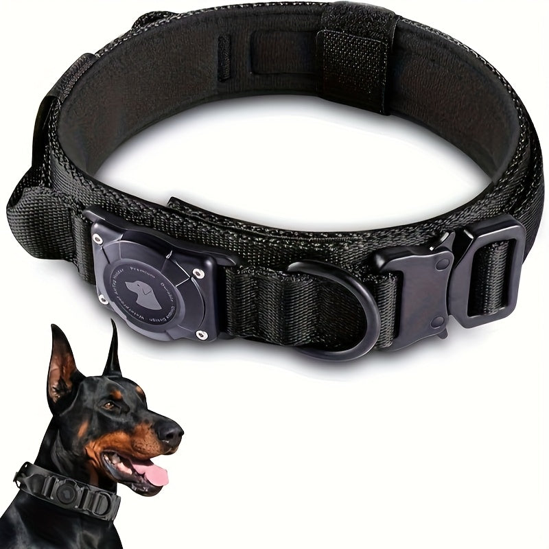 Tactical Dog Collar with Handle and Round Tracker Holder Case in Nine Colors and Sizes M to XL — image 22