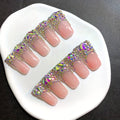 Press On Nails 10-Piece Long Duckbill Set with Nude French Tips, AB Diamond Finish and Nail Tools — image 15