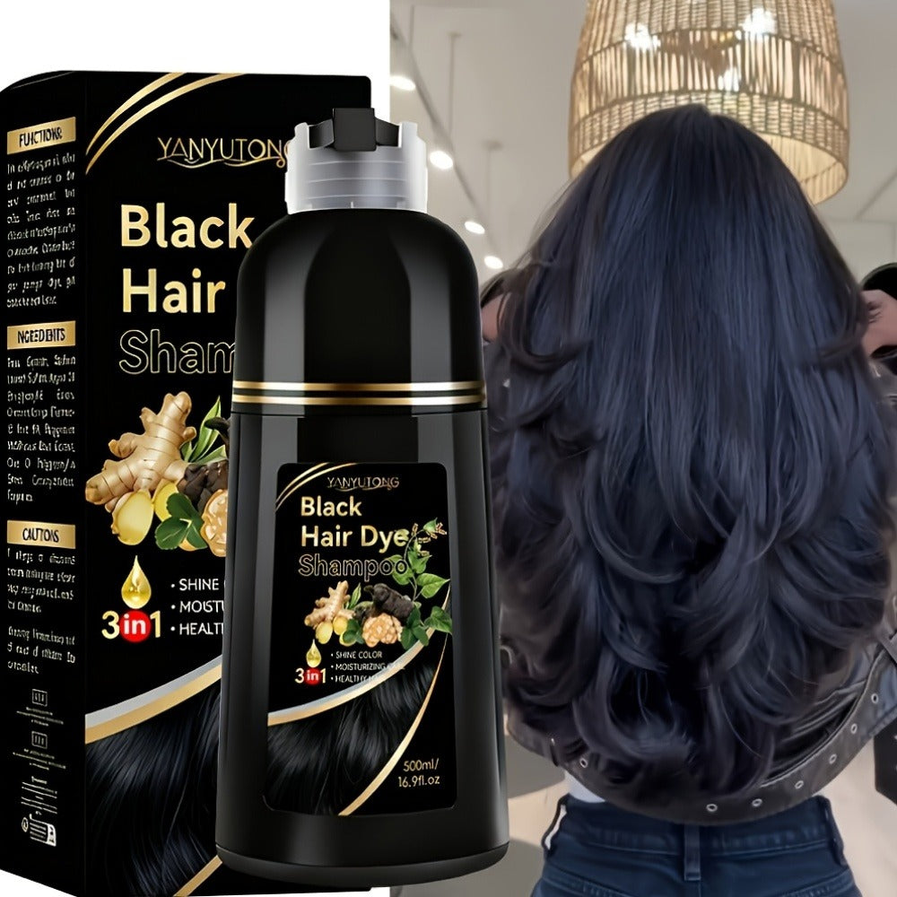 Ammonia-Free Herbal Hair Color Shampoo 3-in-1 Colors in 15 Minutes Lasts 30 Days – Semi Permanent Gray Coverage Moisturizing 