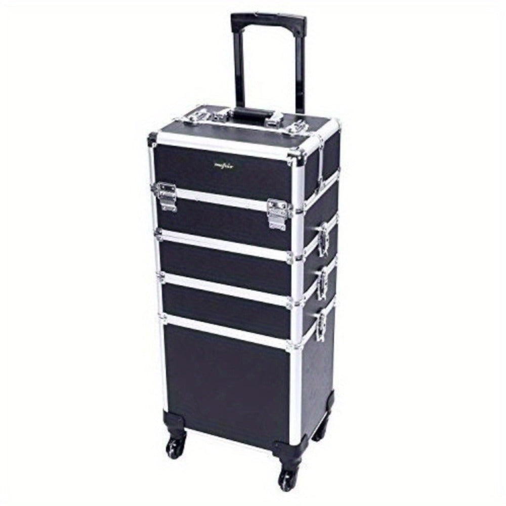 Four-Section Rolling Makeup Train Case with Removable Stack, Telescoping Handle and Four Color Finishes — image 10