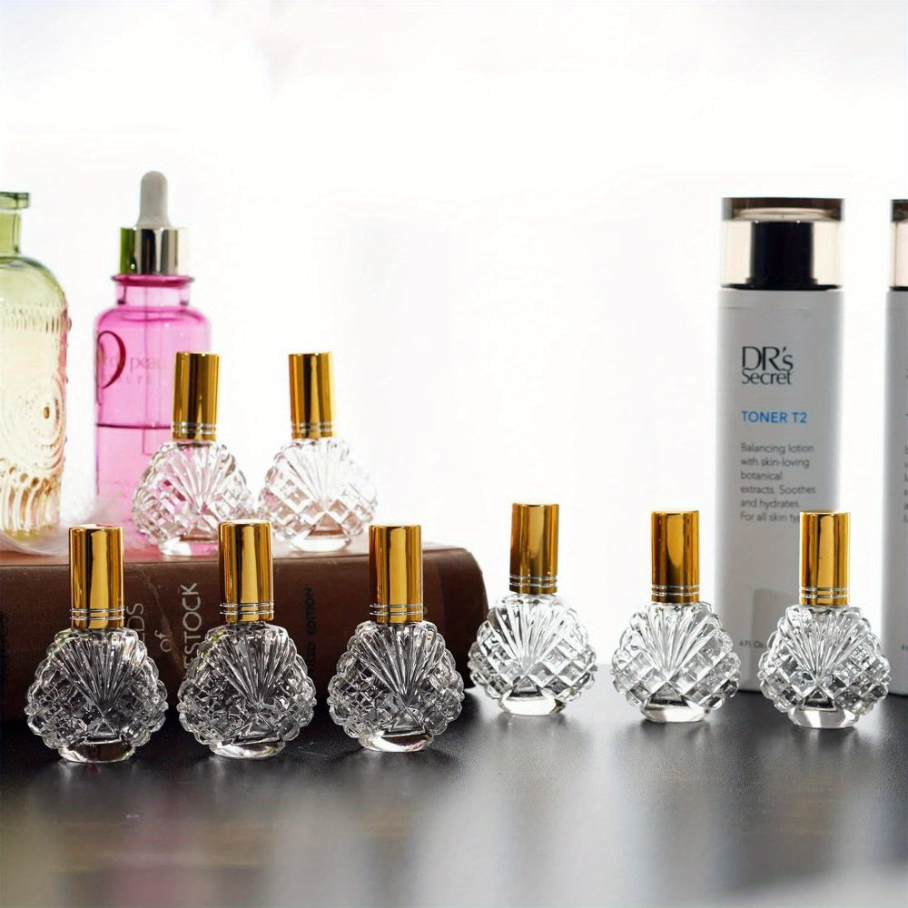 Glass Perfume Atomizer Bottles 15ml 20 Pack Gold Refillable Fine Mist Spray Travel Fragrance Bottles with 5 Funnels and 5 Pip