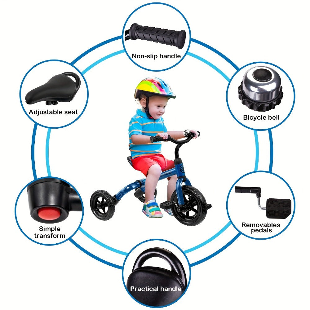 3-in-1 Toddler Tricycle & Balance Bike for Kids Ages 2-5, Folding Trike with Adjustable Seat & Removable Pedals — image 7