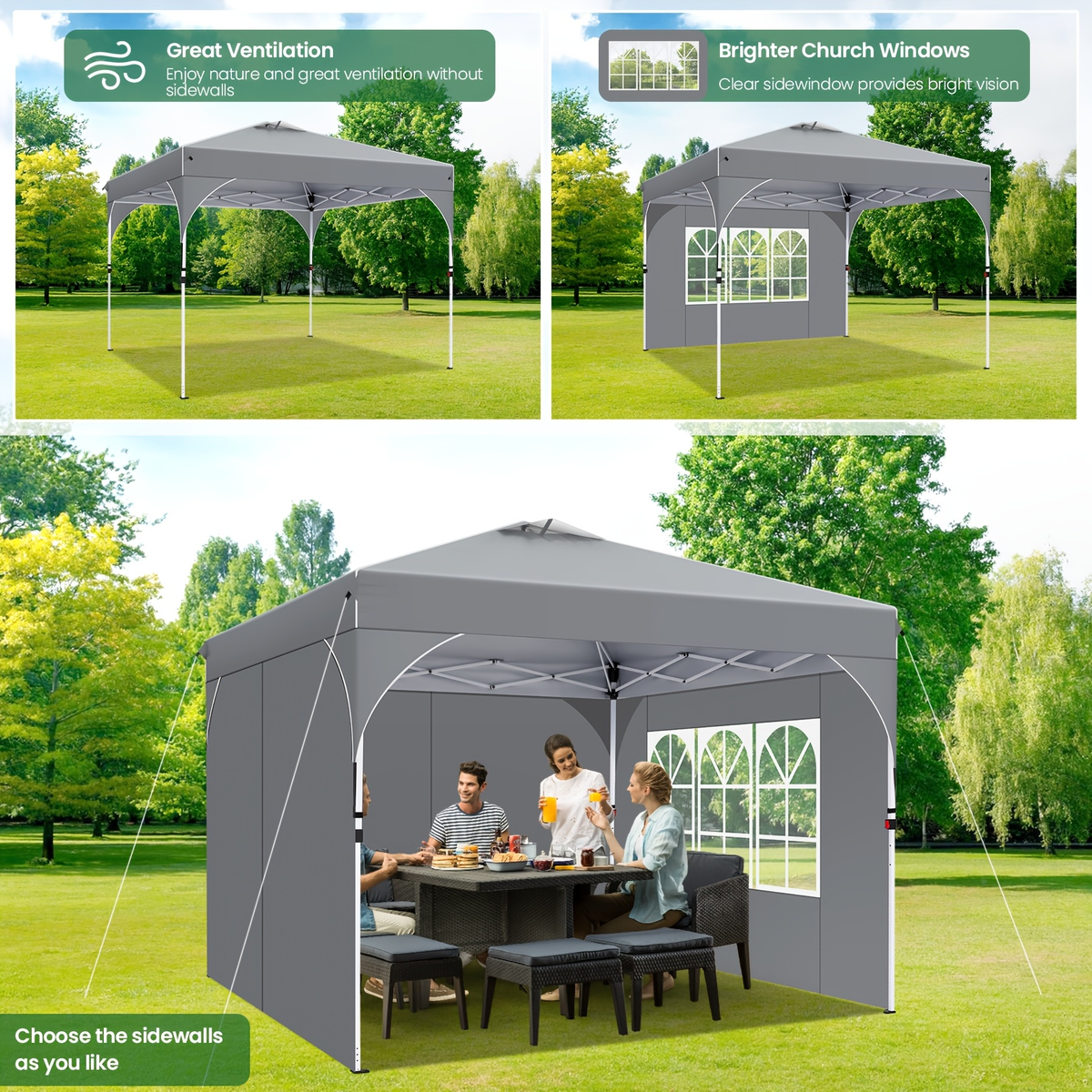 Center-Lock 10x10ft Pop-Up Canopy Tent with Three Height Settings and Optional Three-Sidewall Packages — image 13