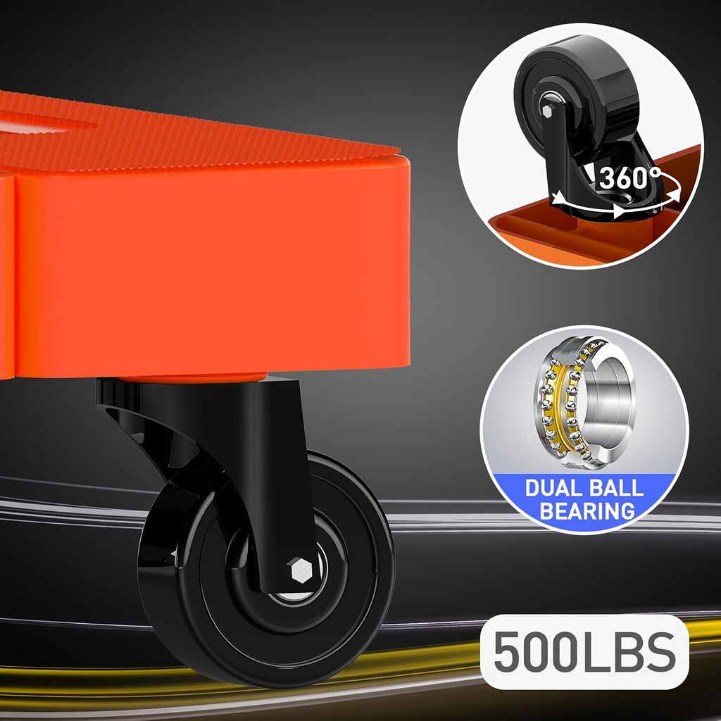 Folding Hand Truck Dolly, Collapsible Luggage Cart with 6 Wheels & 2 Elastic Straps for Moving, Travel — image 12