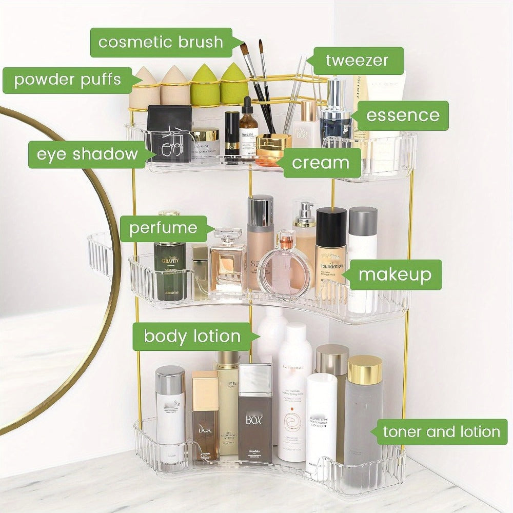 Bathroom Countertop Organizer with 2- or 3-Tier Trays and Brush Rings — image 4
