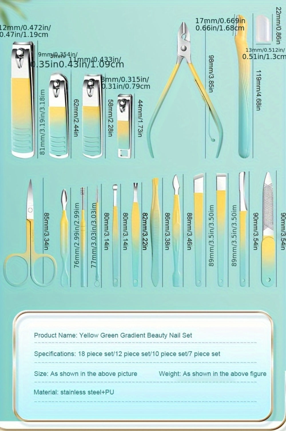 Eighteen-Piece Manicure and Pedicure Kit with Gradient Case, Clippers, Scissors, Files and Pushers — image 11
