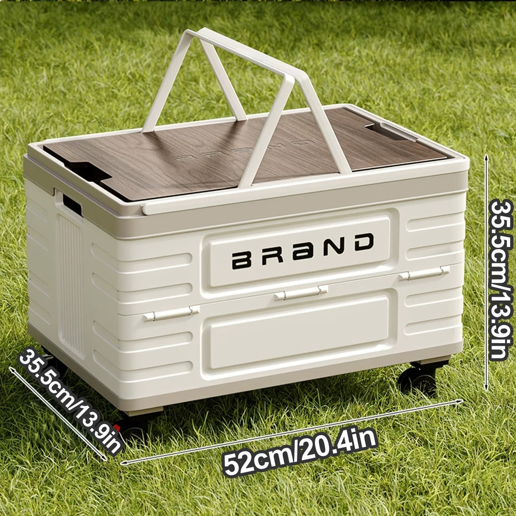 Collapsible Storage Bin with Lid and Handle 7.93Gal Foldable Plastic Crate Stackable Portable Tote Box for Camping Fishing Ca