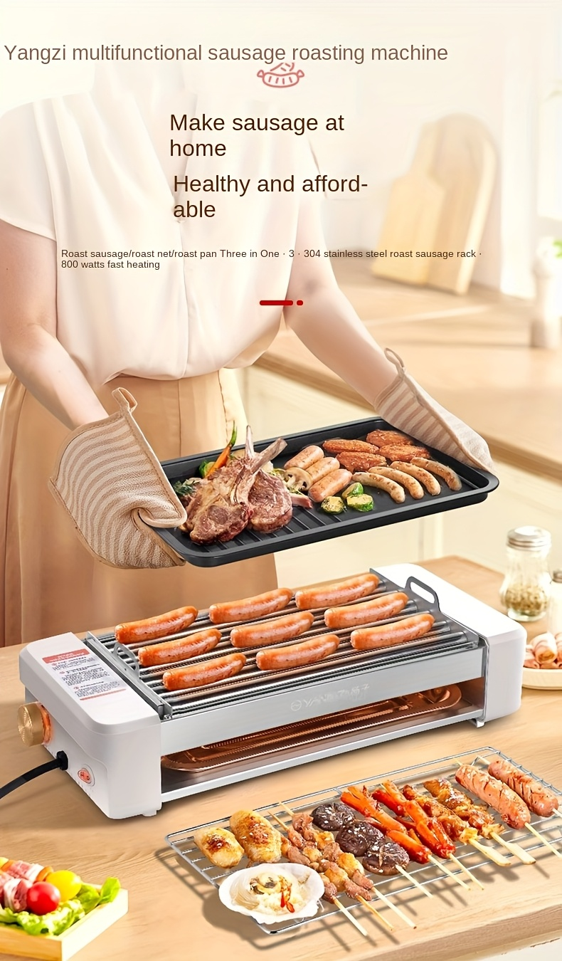 Sausage Grill 4-in-1 Multifunctional Electric Hot Dog Roller, Non-Stick Countertop Cooker with Adjustable Temperature — image