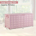 75-Gallon Outdoor Deck Storage Box with Hinged Lid, Side Handles and Pink or Green Options — image 2