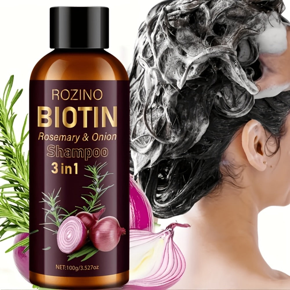 Onion Rosemary Biotin 3-in-1 Shampoo Bar for Hair Growth & Damaged Hair - Scalp Cleansing for Bath Time, Home Spa and Persona