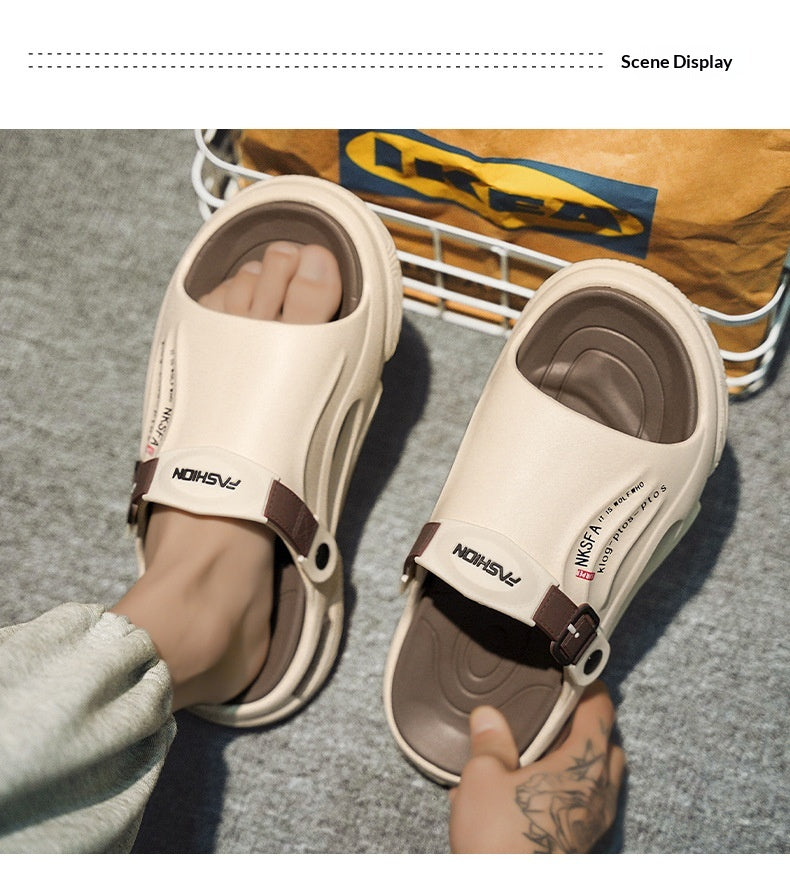 Mens Summer Outdoor Slippers With A Non-slip Step-on-poop Feel