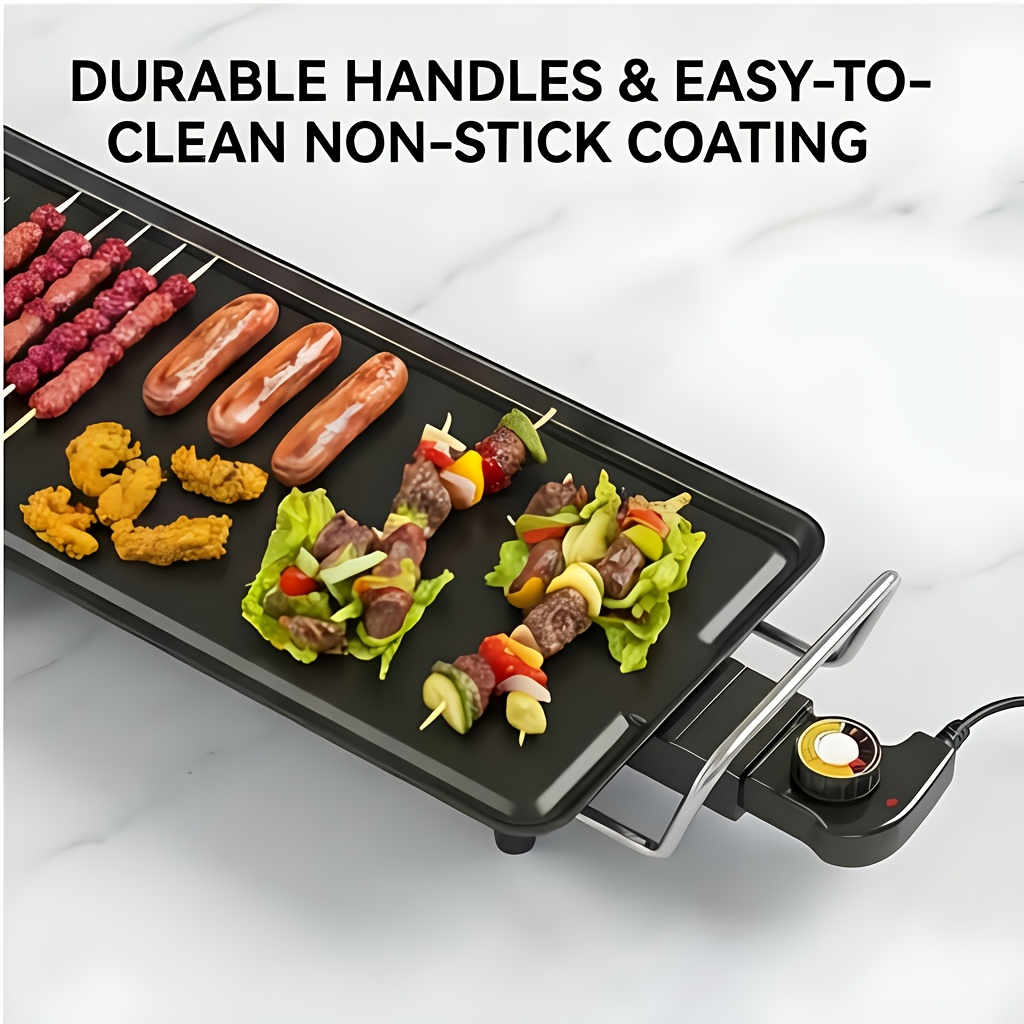 Indoor Electric Grill Smokeless, Non-Stick BBQ Griddle with Adjustable Temperature & Drip Tray — image 12