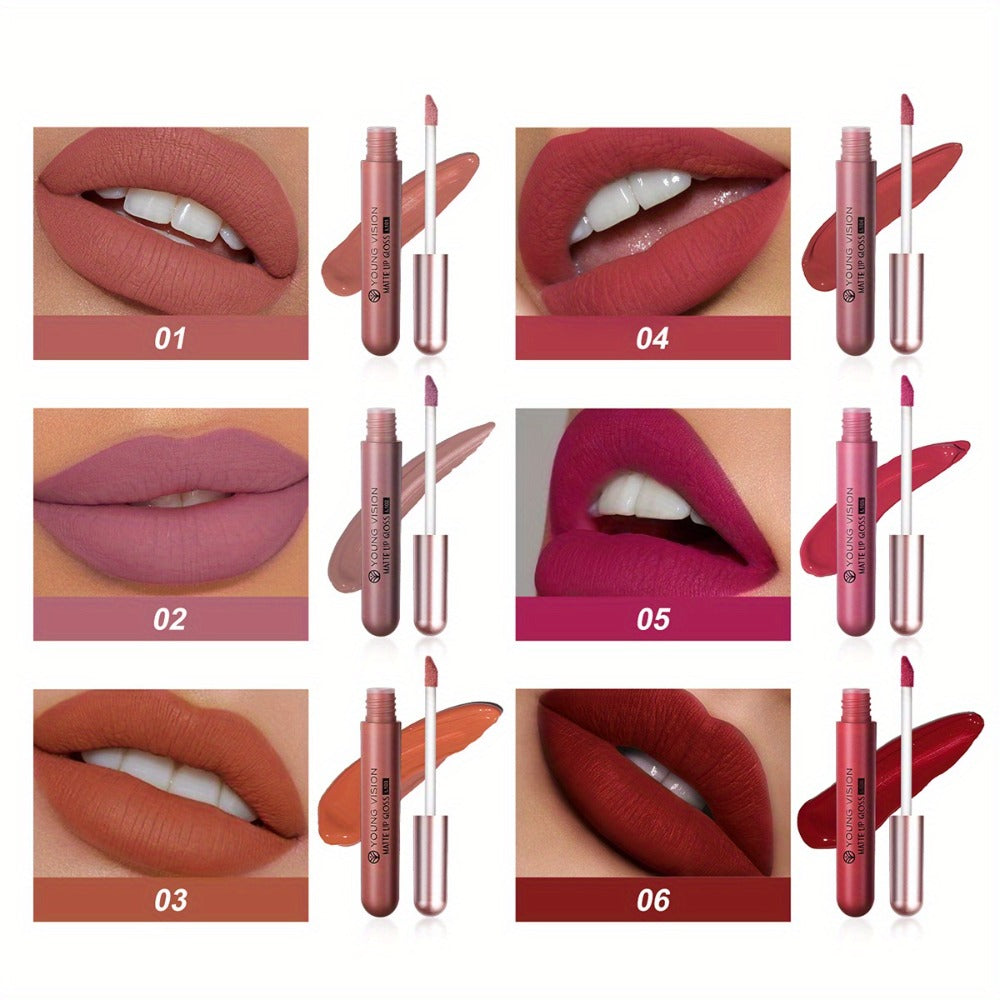Liquid Matte Lipstick Set 6 Pcs Nude Shades Waterproof High Pigment Velvet Smudge Proof Lip, for Makeup, Travel and Everyday 