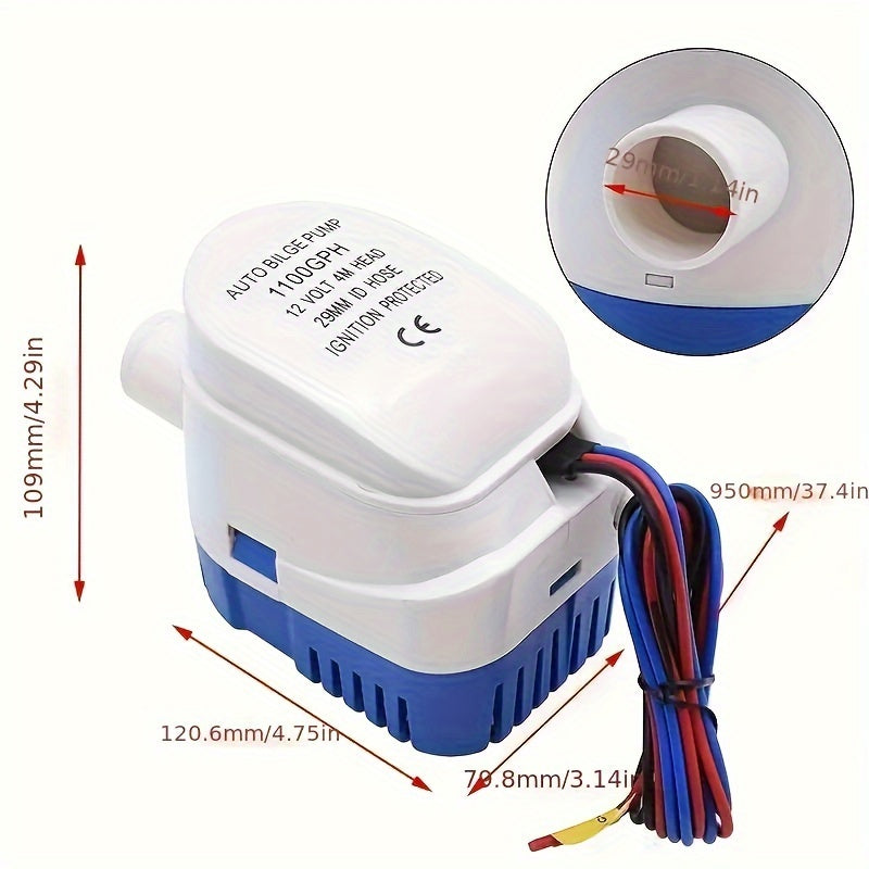 Automatic Bilge Pump 1100GPH 12V Float Switch Submersible Marine Boat Pump — image 5