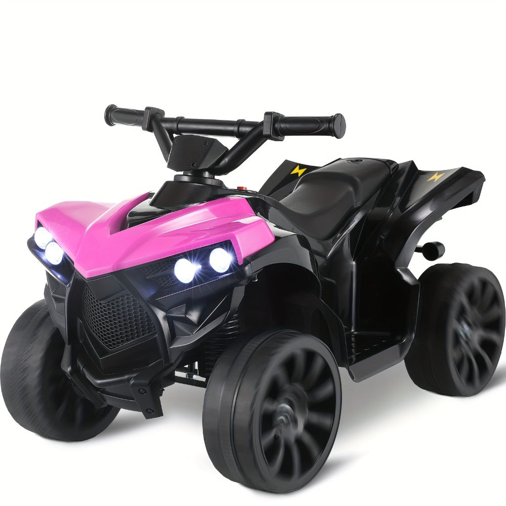Kids Electric Ride-On ATV 4-Wheeler Quad with LED Headlights Foot Pedal Accelerator Anti-Slip Tires 55 lbs Capacity Outdoor B