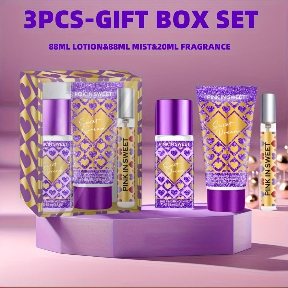 Perfume Gift Set for Women 3-Piece Body Spray Cream Mini EDP Sweet Gourmand Fragrance Date Night Party Birthday Gift — image 