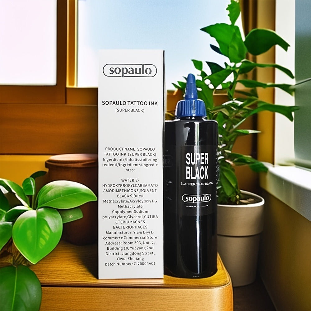 Tattoo Ink 8oz 240ml Single Black Bottle with Ultra-Dark Color Label and Large-Capacity Format — image 1