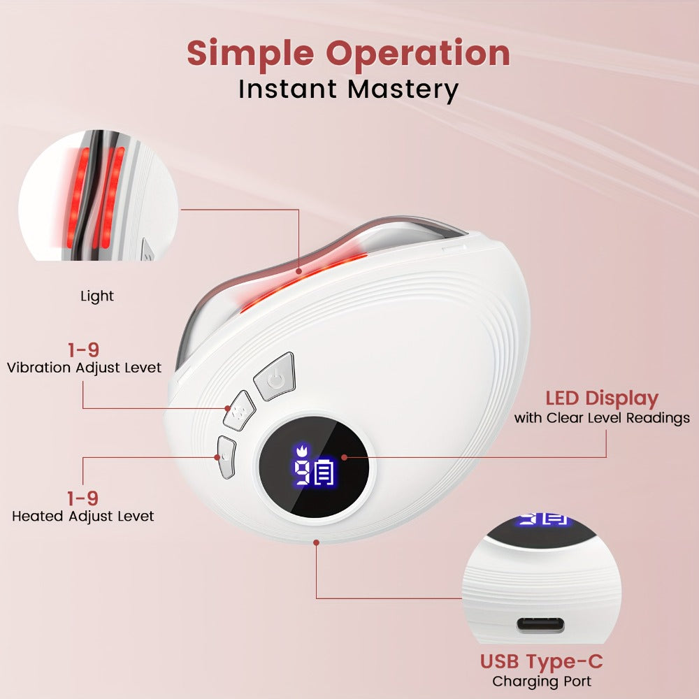 Gua Sha Electric Facial Sculpting Tool, 9-Speed Vibration & 9-Speed Heat, Face Lifting Lymphatic Drainage Massager for & Cont