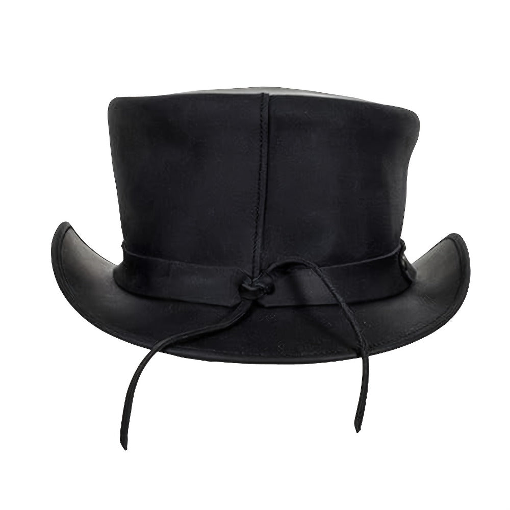 Genuine Leather Top Hat Steampunk Gentleman Shapeable Brim, Real Cowhide Low Crown Topper for Men & Women S-3XL — image 11