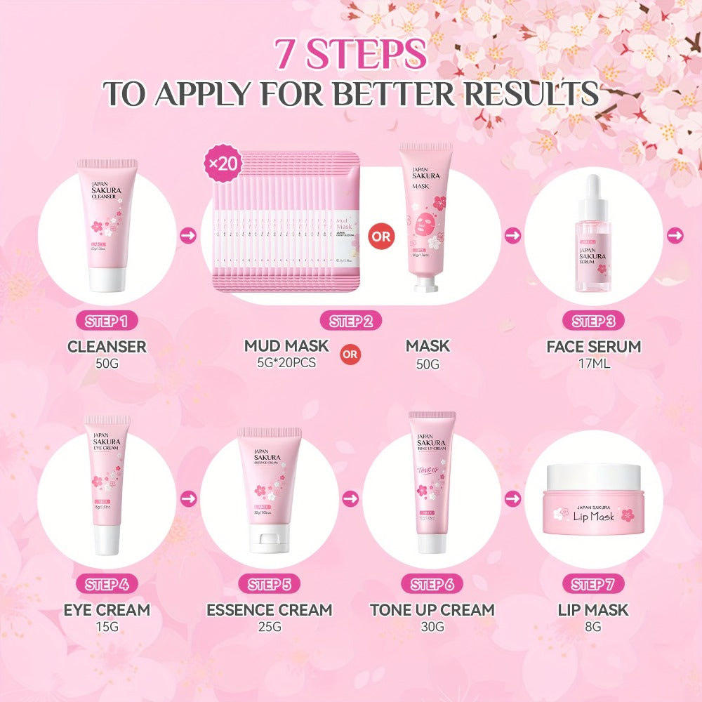 Sakura Skincare Gift Set with Mini and Full Routine Options, Pink Packaged Facial-Care Items and Accessories — image 5