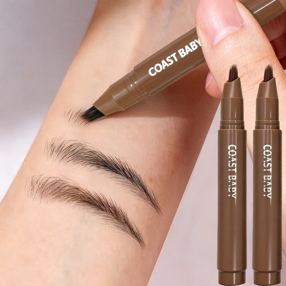 Four-Pack Multi-Fork Tip Eyebrow Pens in Four Color Labels with Capped Bodies and Approx. 11.3 cm Length — image 10
