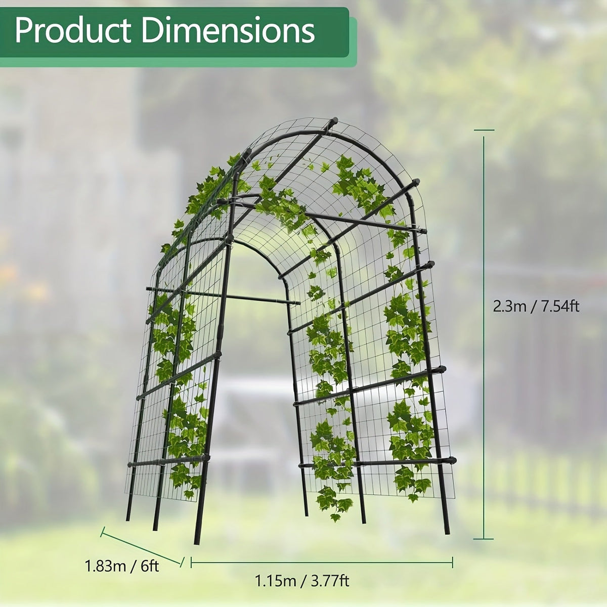 Climbing Arch Trellis 7.5ft Adjustable Metal Grid Garden Archway — image 4